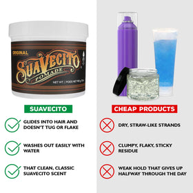 Suavecito open tub top view displaying product depth and value benefit