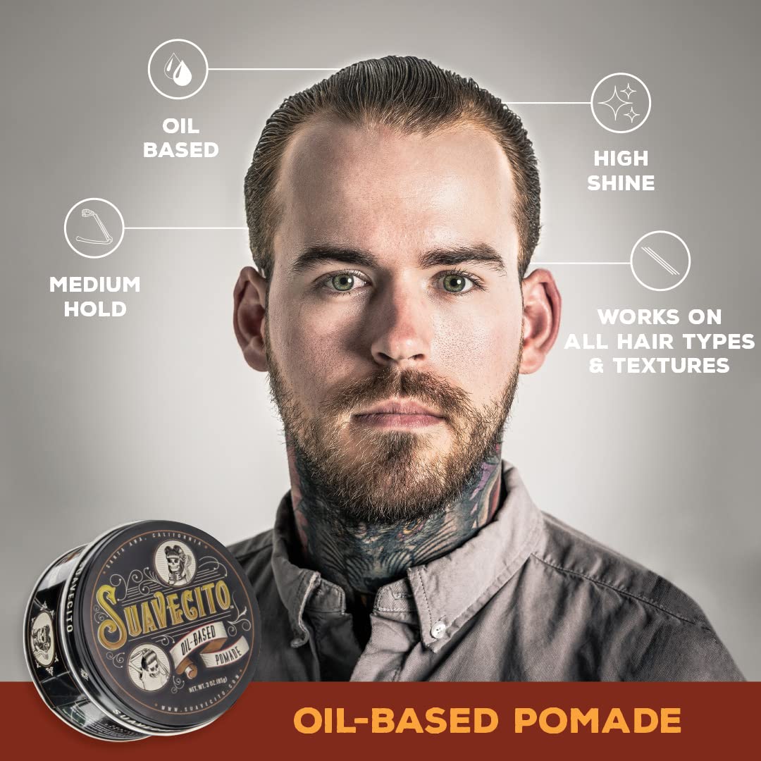 suavecito open tin texture of oil-based pomade demonstrating smooth, workable consistency
