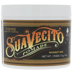 Suavecito jar front view showing pomade label and strong-hold promise