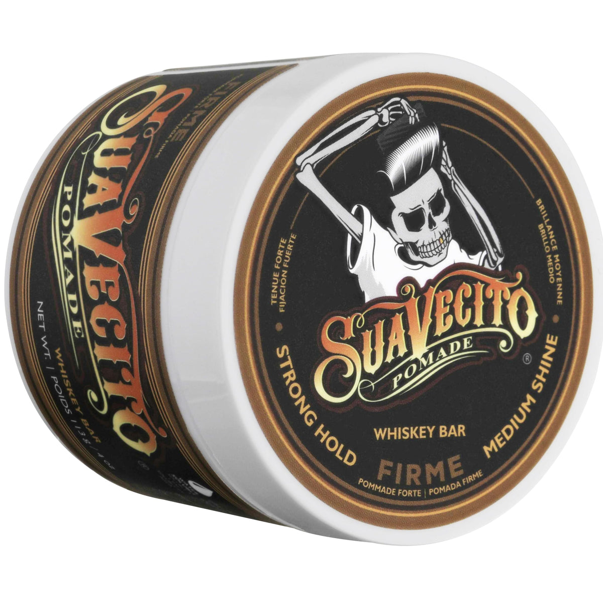Comparison of 4 oz Suavecito jar beside common objects showing true scale