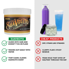 Suavecito label close-up highlighting product name and water-based feature