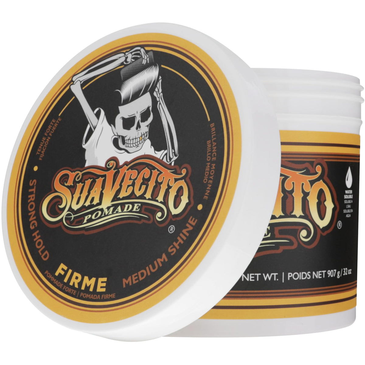 Suavecito tub beside ruler showing 32 oz scale for value purchase