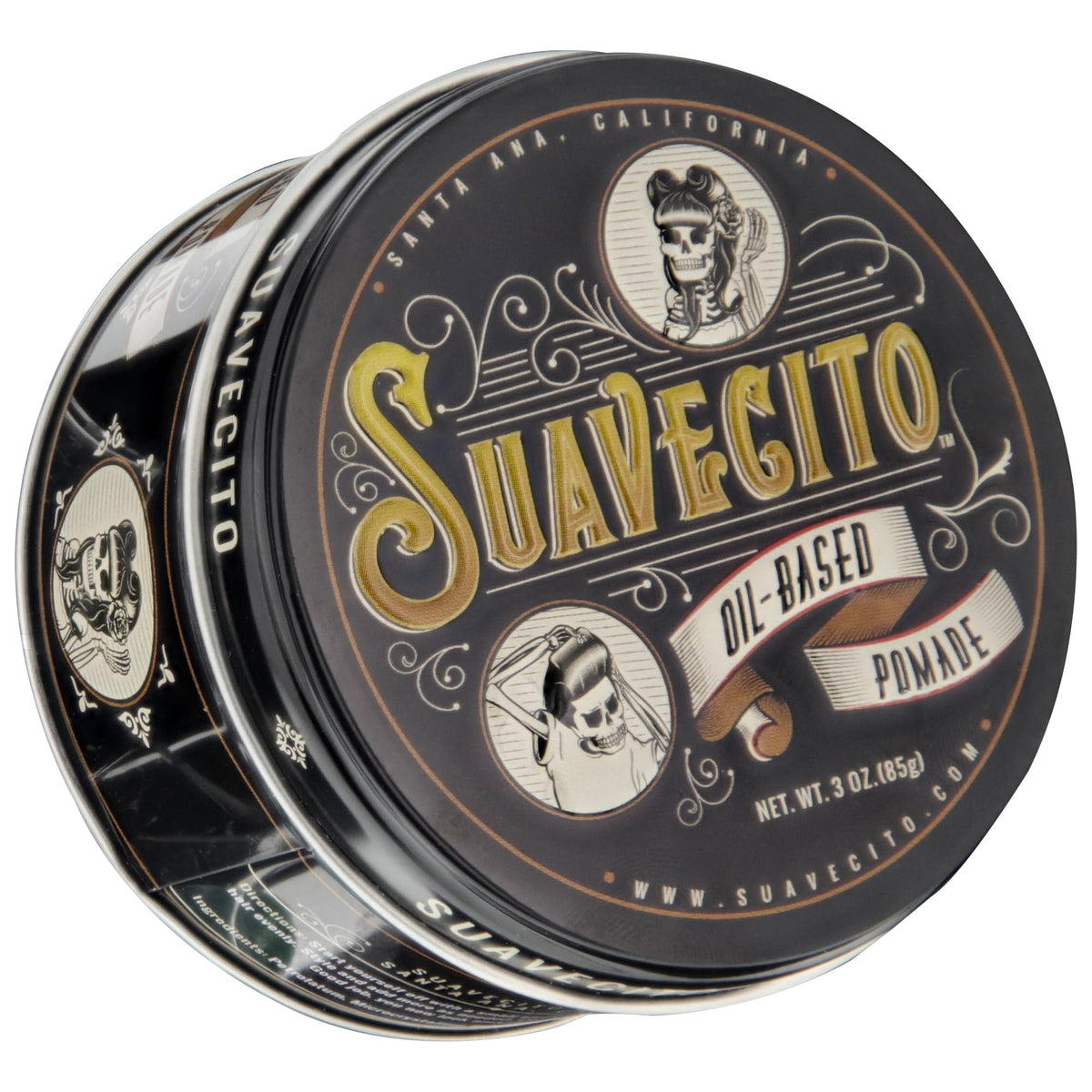 suavecito tin size scale next to coin illustrating compact travel-friendly dimensions