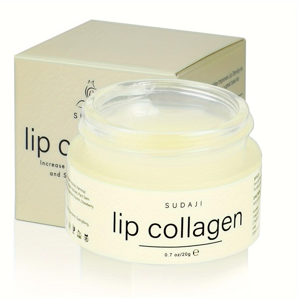 SUDAJI front packaging of collagen peptide overnight lip mask shows clear labeling and benefit