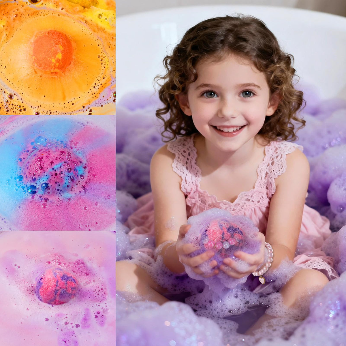 sudzmania dissolving in tub creating bubbles and releasing color