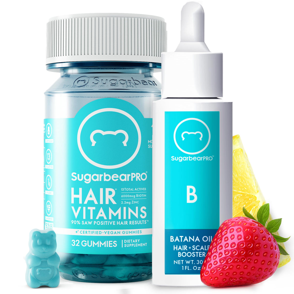 SugarBearHair Batana oil front packaging showing compact 1oz bottle and brand