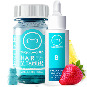 SugarBearHair Batana oil front packaging showing compact 1oz bottle and brand