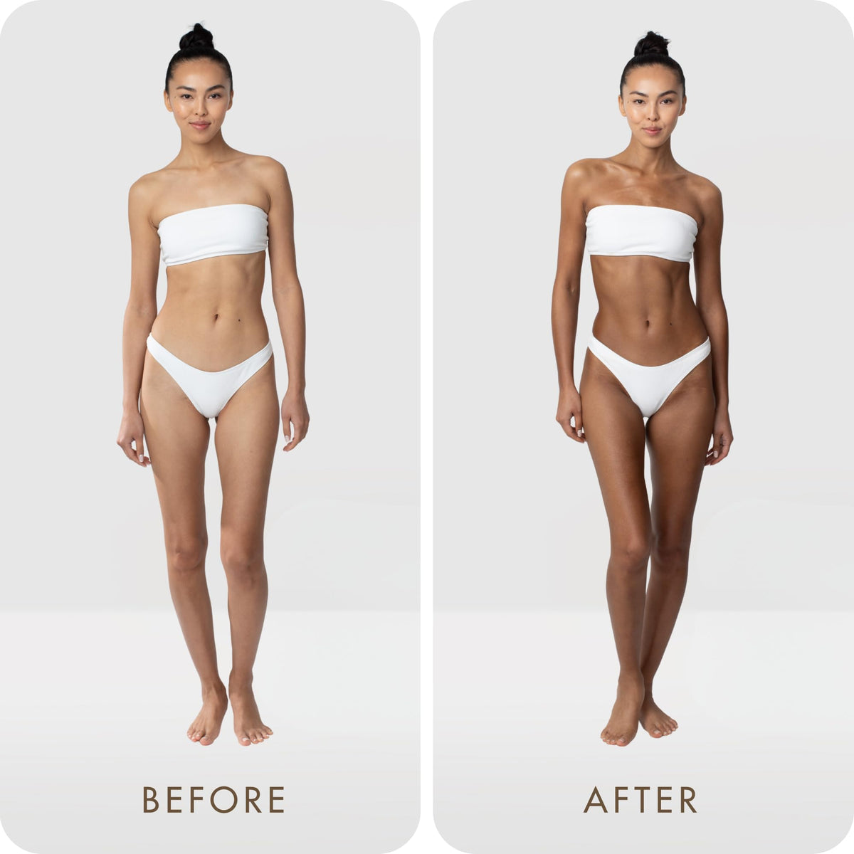 SUGARED + BRONZED before and after arms showing natural, buildable bronze