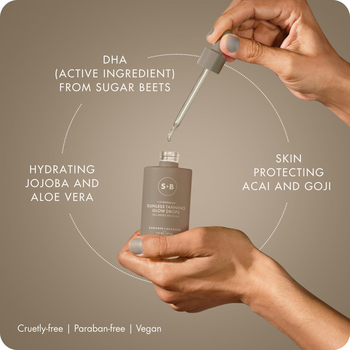 SUGARED + BRONZED used on forearm for full-body blending, shows even coverage