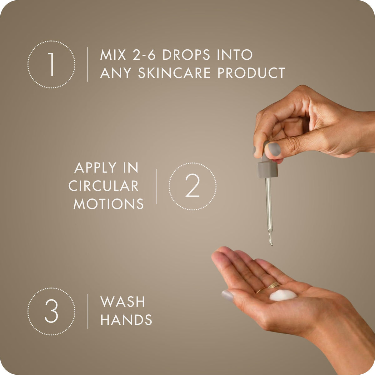 SUGARED + BRONZED dropper close-up dispensing drops, shows precise application