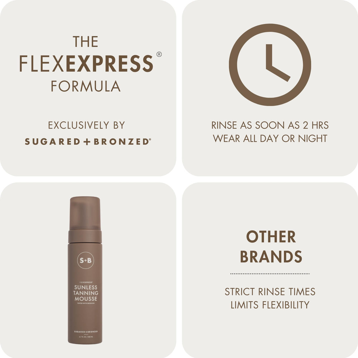 SUGARED + BRONZED bottle in hand for size and scale, travel-friendly benefit