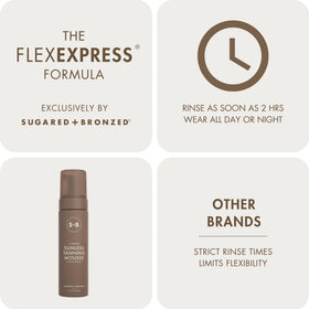 SUGARED + BRONZED bottle in hand for size and scale, travel-friendly benefit