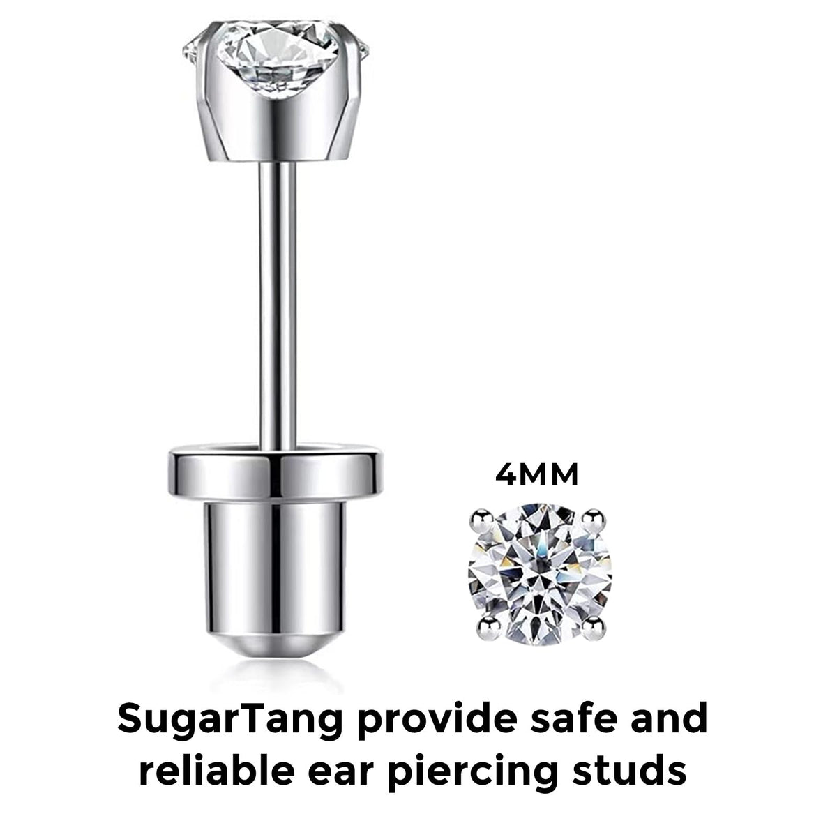 SugarTang post next to ruler showing 20-gauge diameter, precise sizing for piercings
