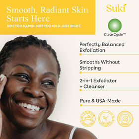 Suki close-up of natural sugar granules texture for gentle exfoliation
