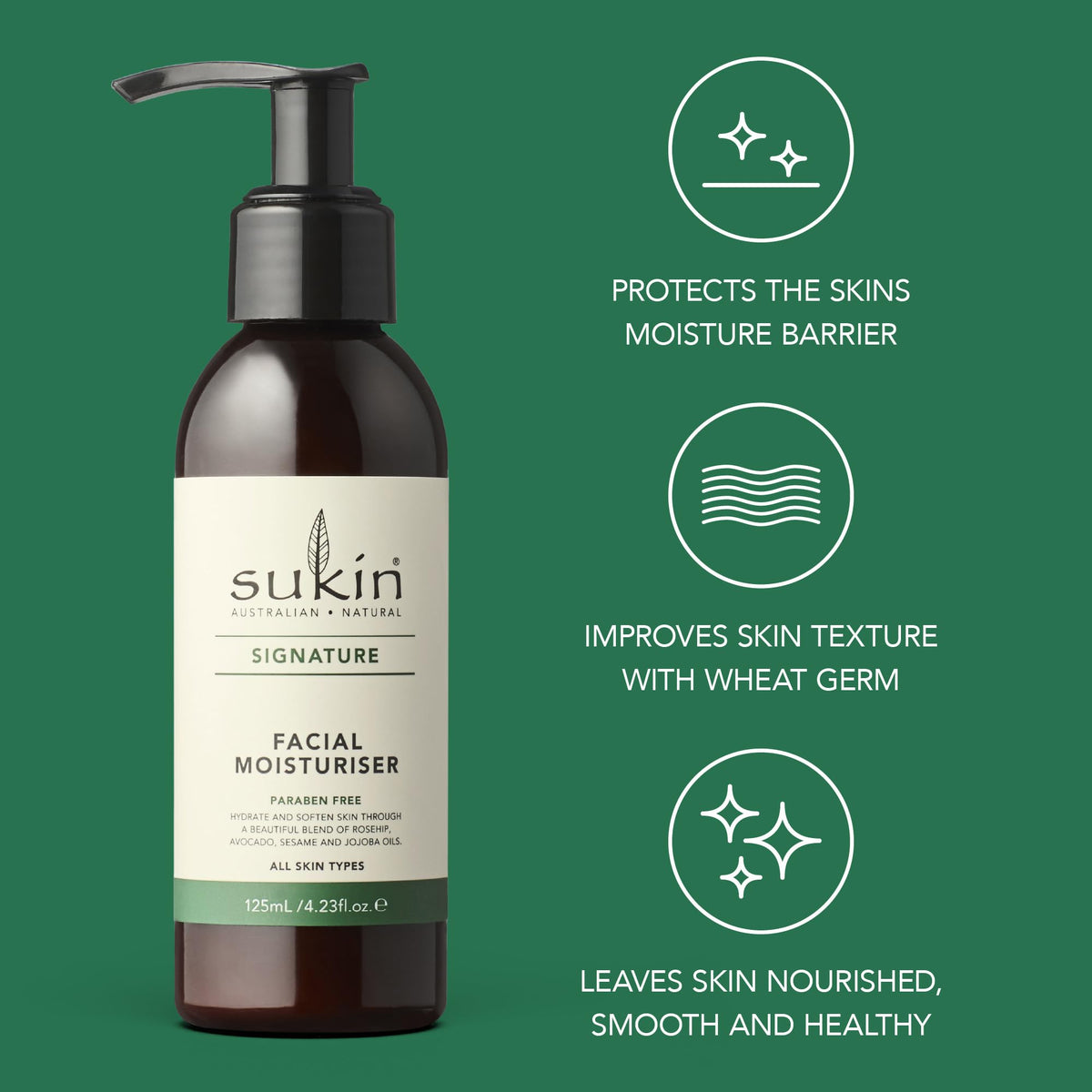 Sukin bottle label detail showing natural and vegan claims