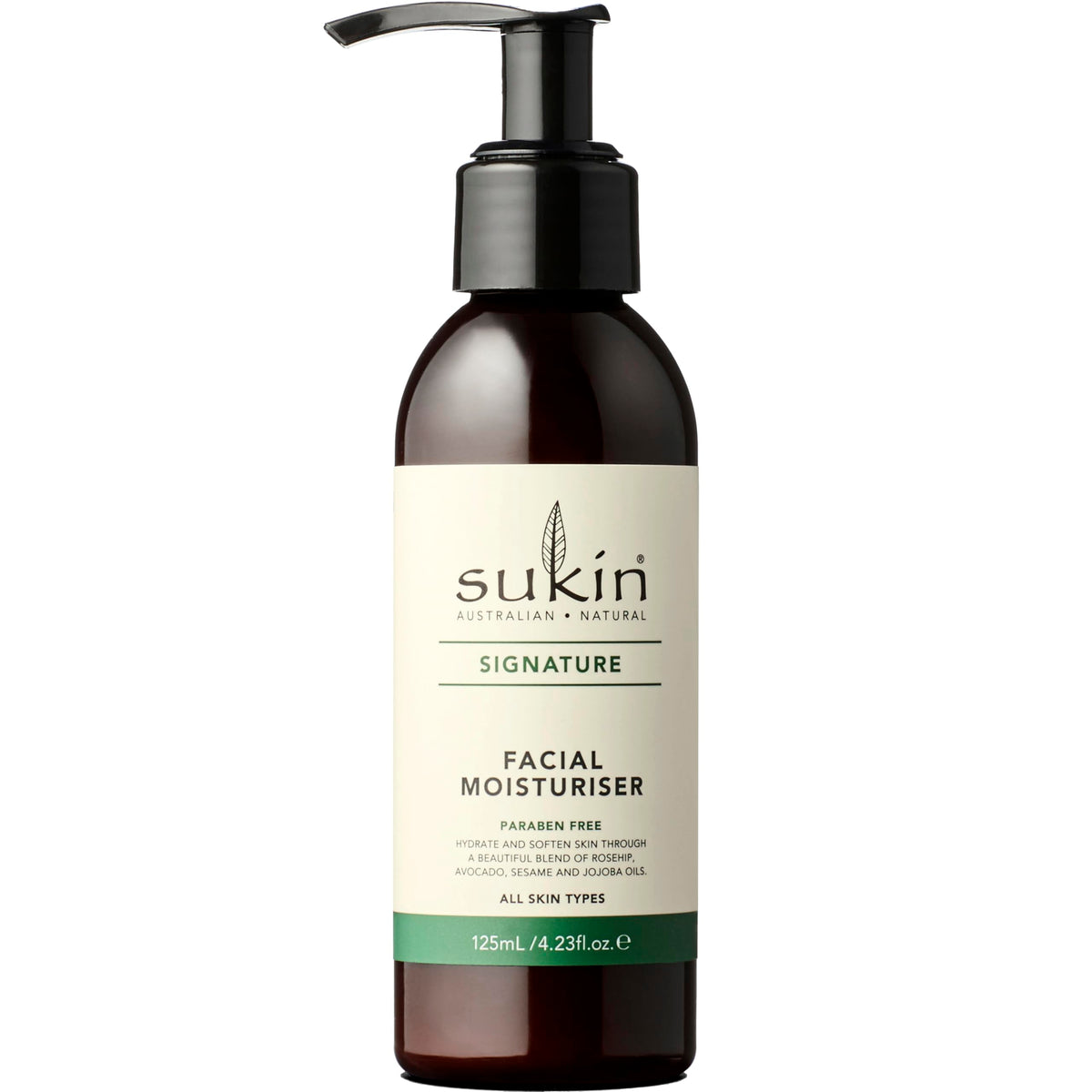 Sukin front packaging showing hydrating facial moisturizer benefits