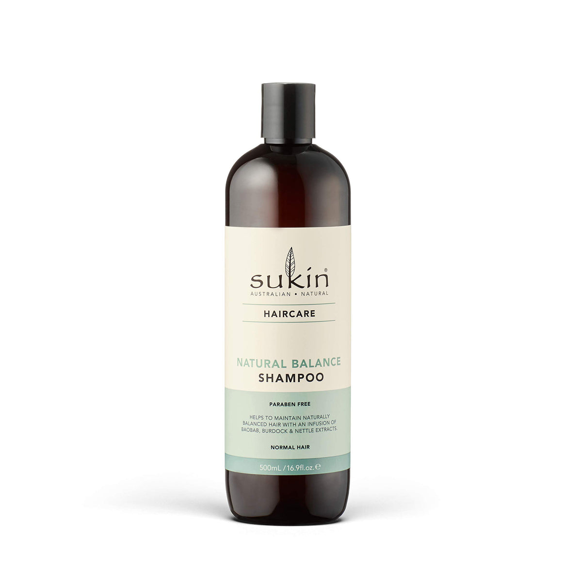 Sukin shampoo front bottle showing label and size, highlighting clean ingredients