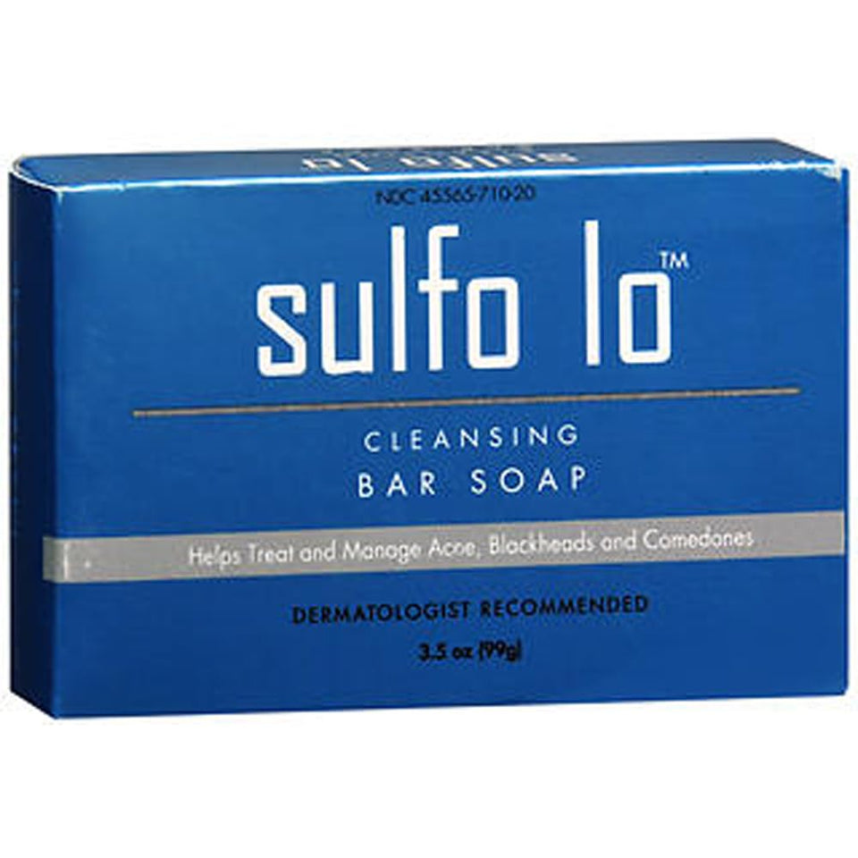 Sulfo-Lo front bar packaging showing size and sulfur benefit