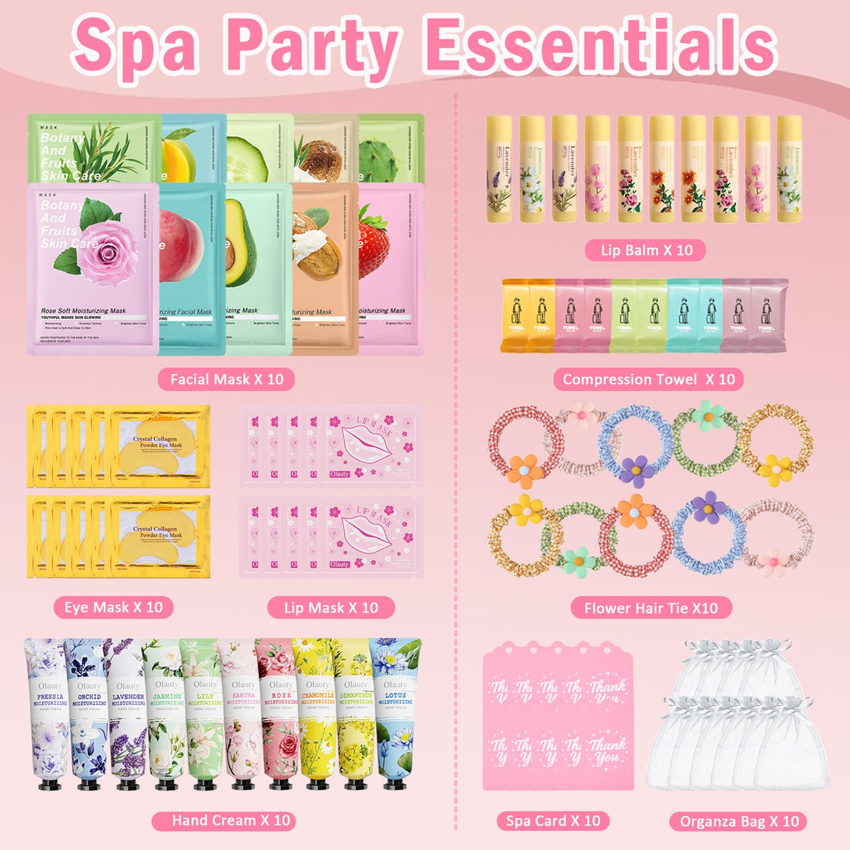 Sulily individual chiffon gift bag open revealing organized mini spa set benefit ready to hand out