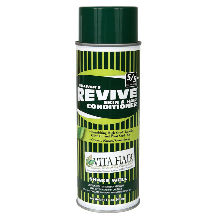 SULLIVAN'S Revive aerosol can front view showing label and quick grooming benefit