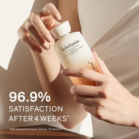 Sulwhasoo pressing toner into skin demonstrating quick absorption and smoother texture