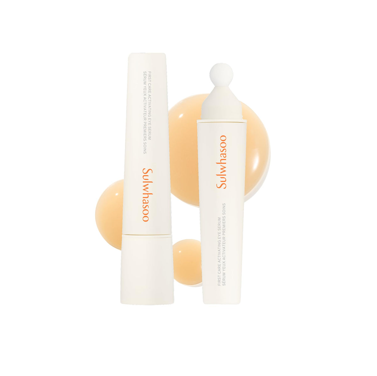 Sulwhasoo eye serum front packaging showing elegant tube and cooling tip for precise application