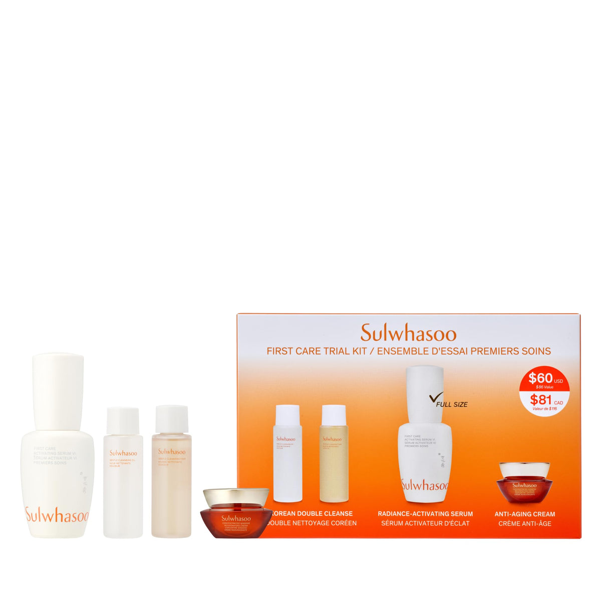 Sulwhasoo front packaging showing trial kit and travel convenience