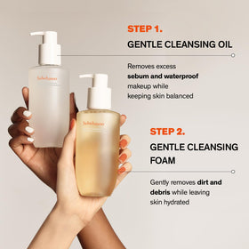 Sulwhasoo oil on bathroom counter in routine showing double-cleanse preparation