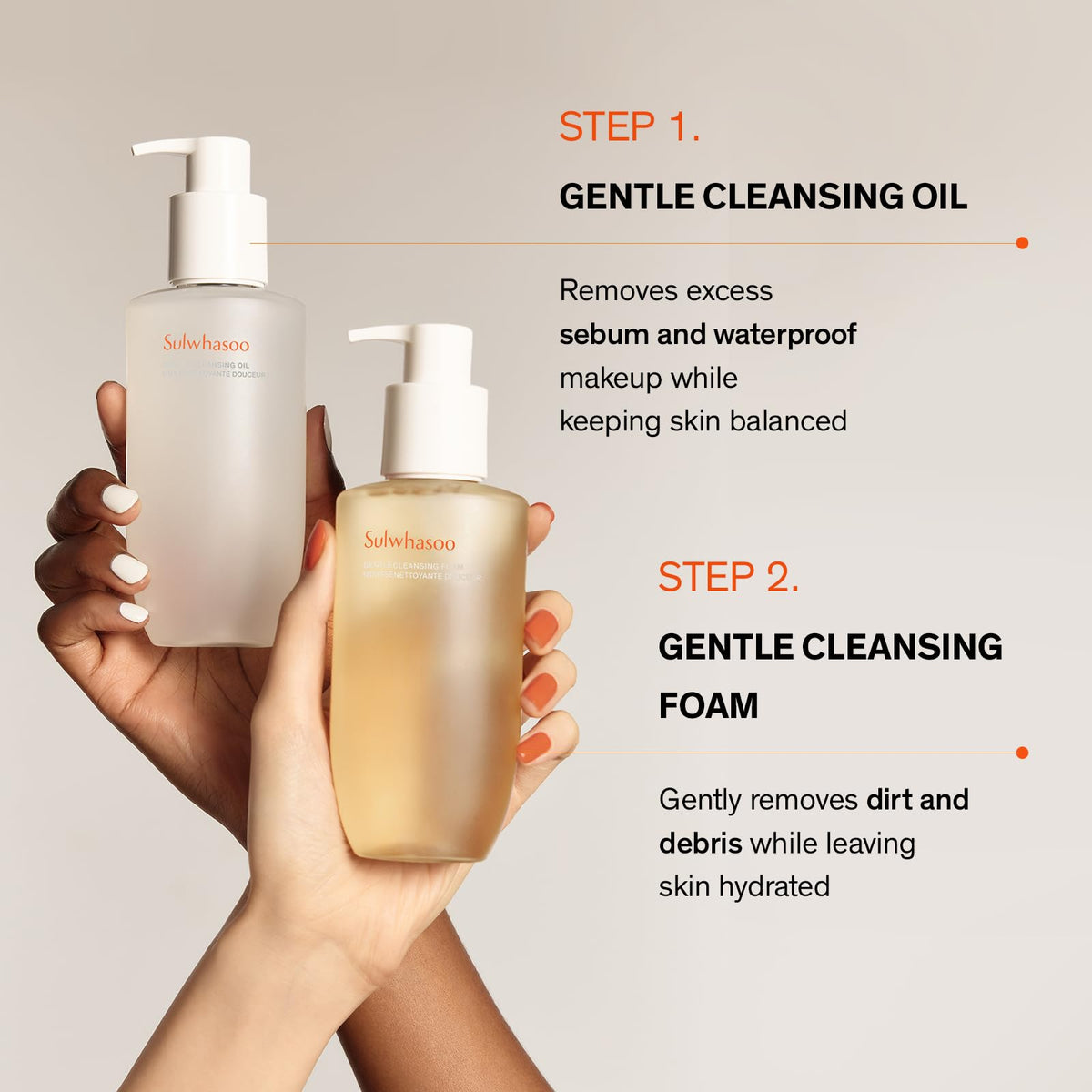 Sulwhasoo hand applying gentle foam to face illustrating comfortable daily use