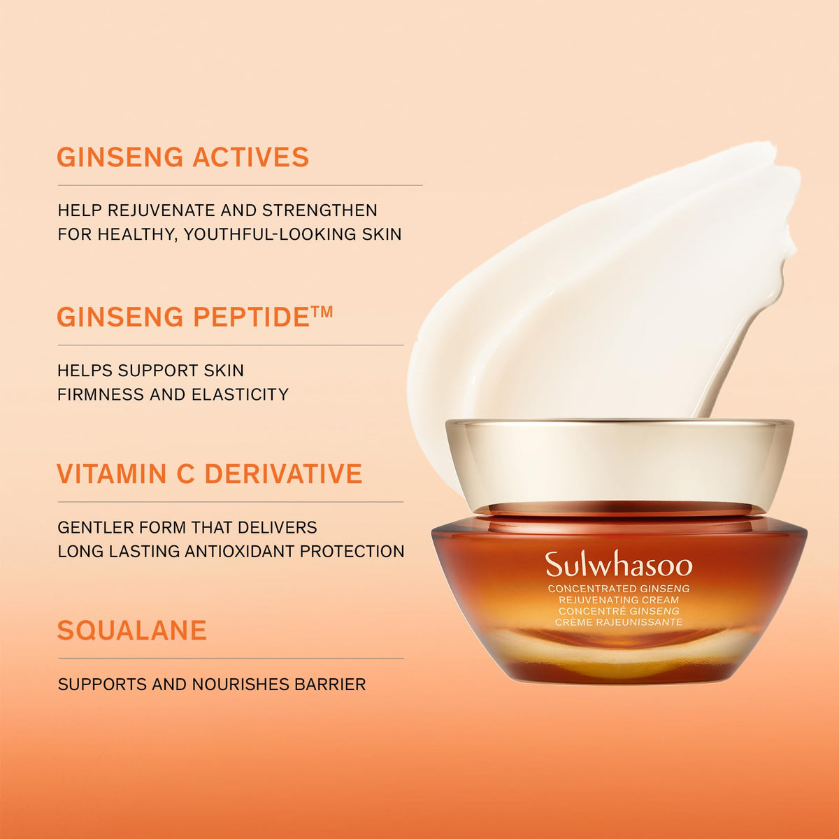 Sulwhasoo open jar with spatula showing hygienic scoop and rich cream benefit: precise, clean use