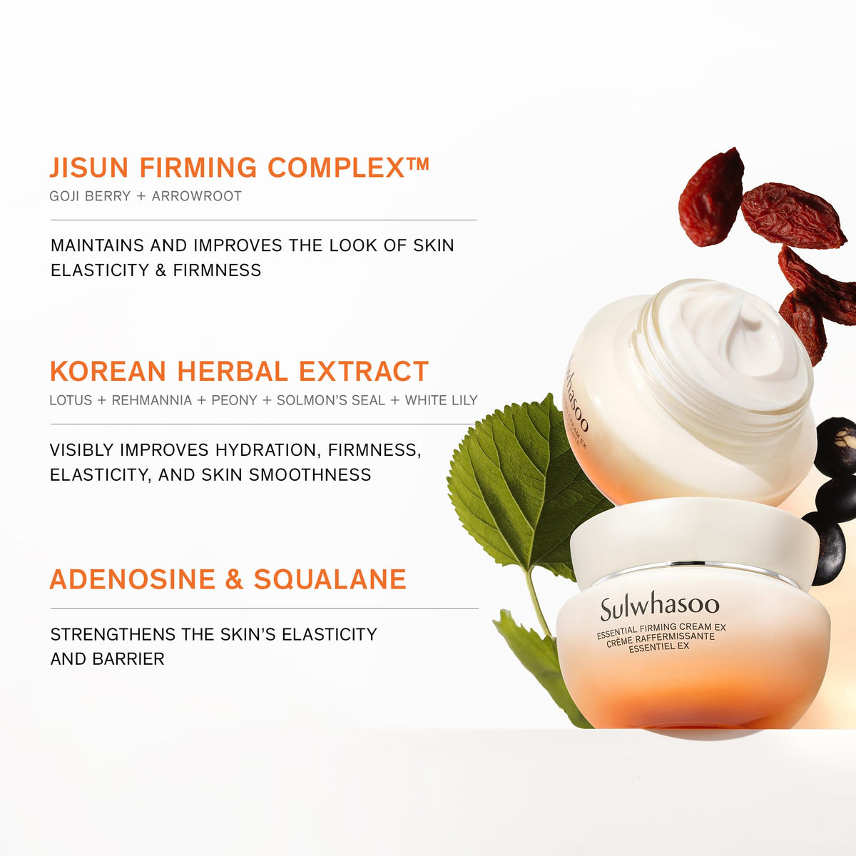Sulwhasoo open jar top view showing creamy interior and hydration-rich formula benefit