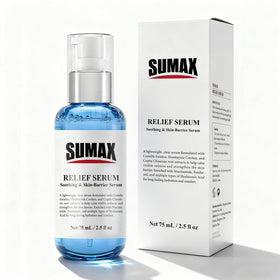 Sumax bottle in hand for scale showing 75 mL portable size
