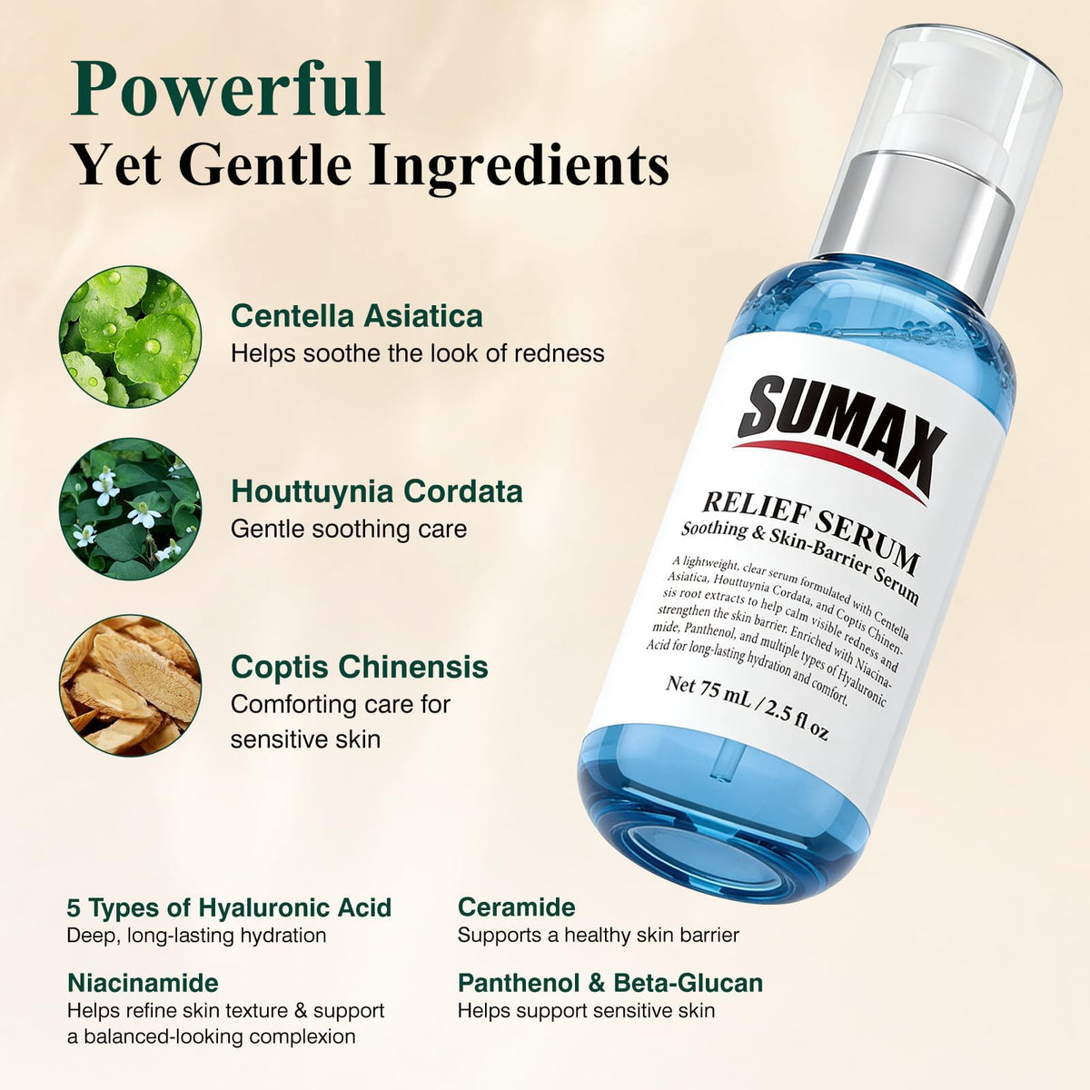 Sumax serum watery texture on hand demonstrating lightweight hydration