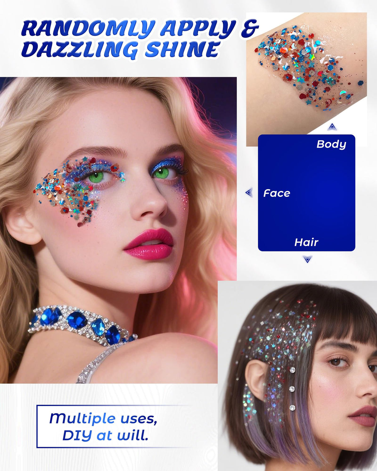 SUMEITANG hairline accent on model showing precise parting sparkle for added flair
