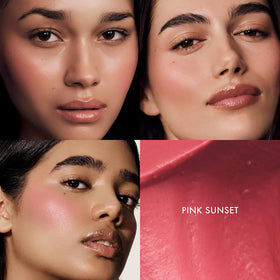 Summer Fridays applying balm to cheek for dewy color and natural finish