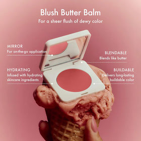 Summer Fridays texture close-up of creamy blush butter, demonstrates smooth blendability