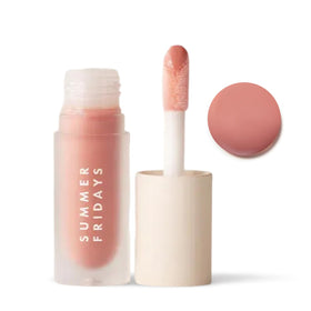 Summer Fridays lip oil front tube showing sleek branded packaging and gloss