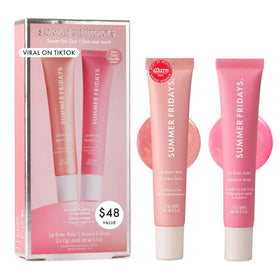 Summer Fridays front packaging duo showing compact, travel-ready balms and ease