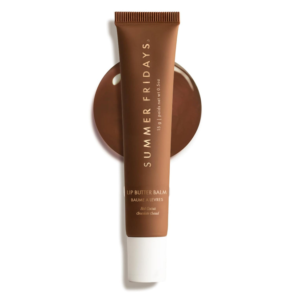 Summer Fridays front packaging showing Hot Cocoa shade and compact tube for travel