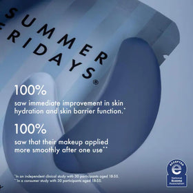 Summer Fridays ingredient visual highlighting caffeine and peptides benefits