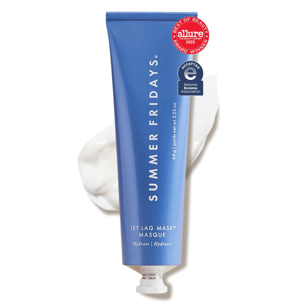 Summer Fridays jar front view showing packaging and benefit of radiant hydration