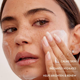 Summer Fridays cream applied on hand showing quick-absorbing benefit