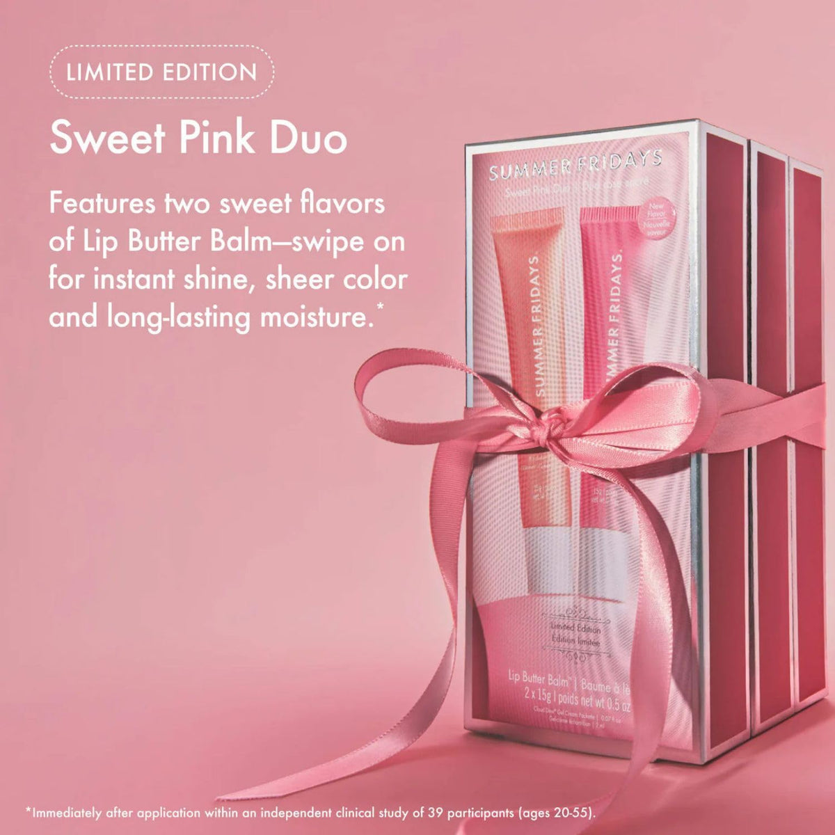 Summer Fridays Birthday Cake balm open to show light pink shimmer and conditioning
