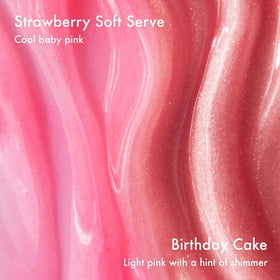 Summer Fridays Strawberry Soft Serve balm open showing cool baby pink tint and moisture