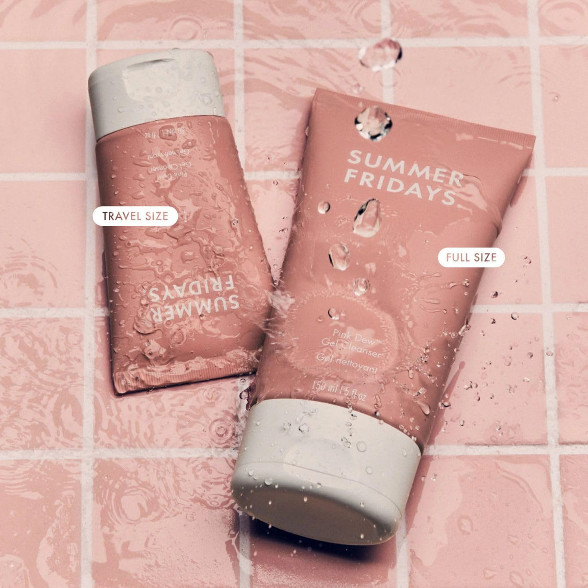 Summer Fridays bottle on bathroom shelf conveying everyday routine and effortless use