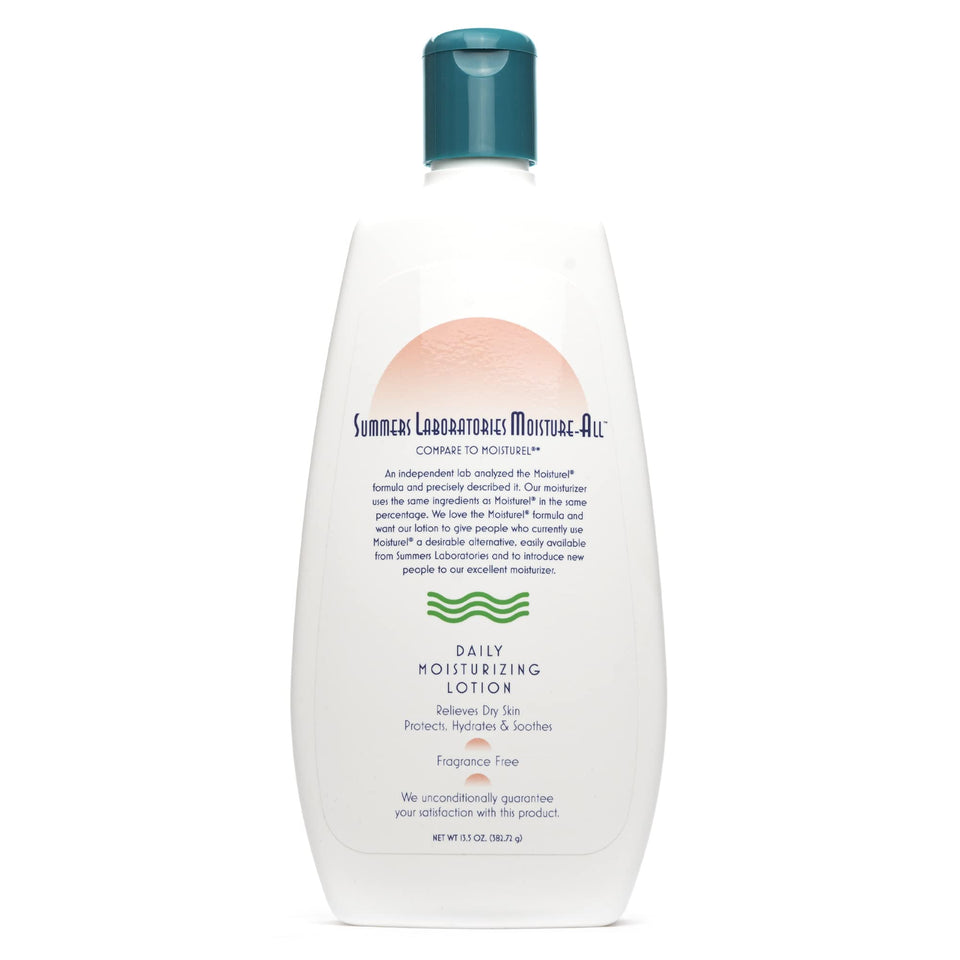 Summers Laboratories Moisture-All front packaging shows bottle and label, promotes gentle hydration