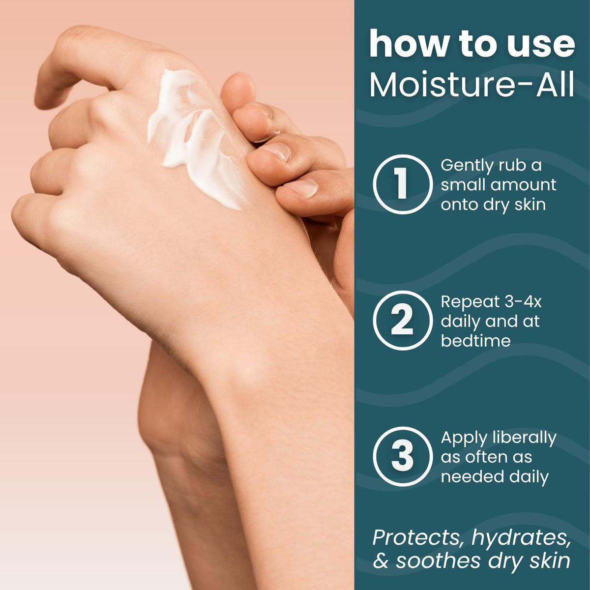 Summers Laboratories Moisture-All ingredient label closeup, emphasizes simple non-irritating formula