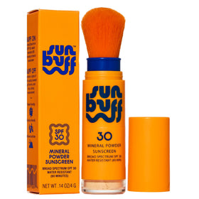 Sun Buff front packaging showing brush and SPF 30 protection benefit