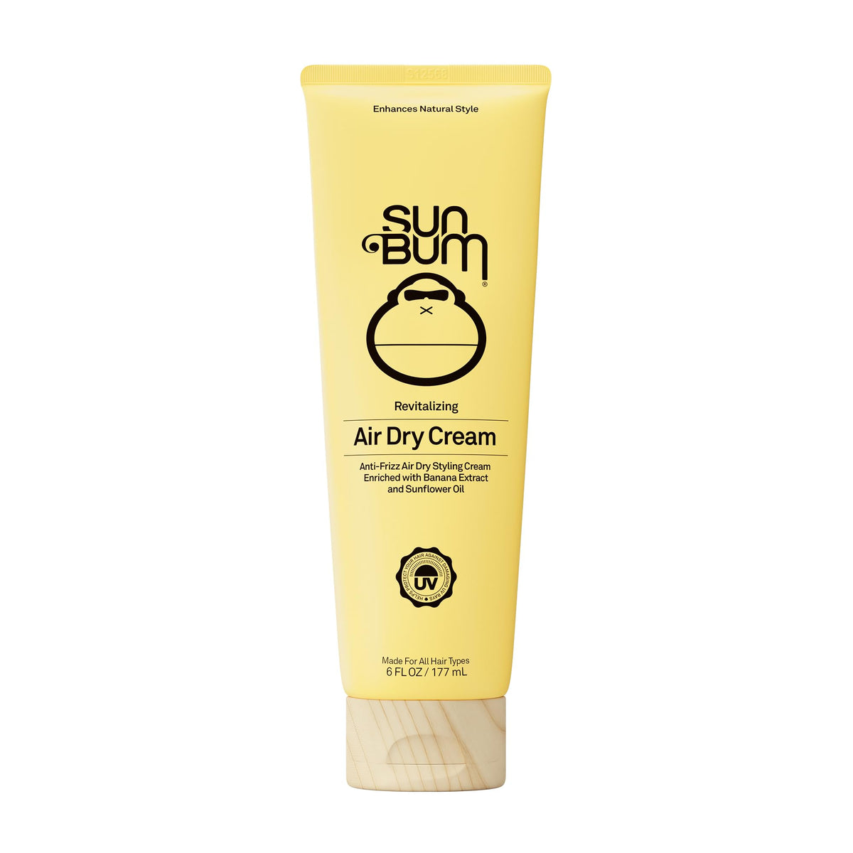 Sun Bum front packaging showing 6 fl oz and product name smoothing frizz