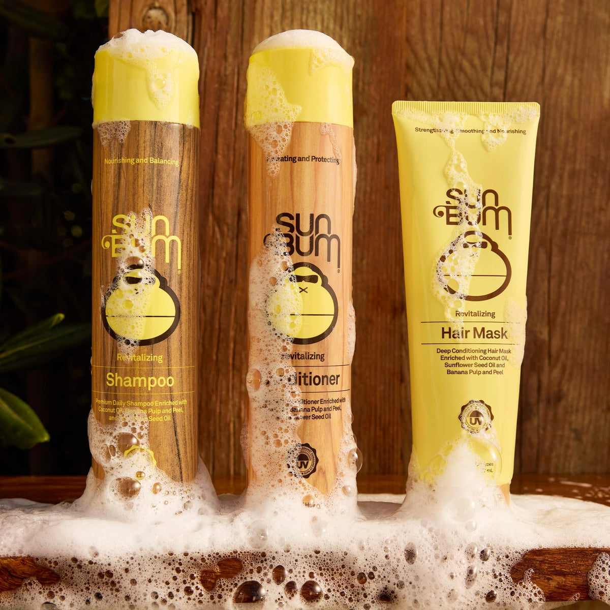 Sun Bum being applied to wet hair demonstrating detangling and softness
